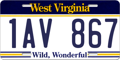 WV license plate 1AV867