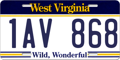 WV license plate 1AV868