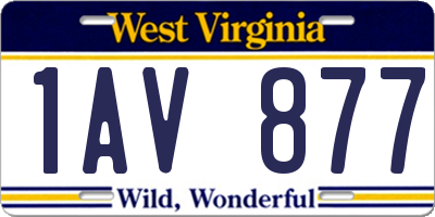 WV license plate 1AV877