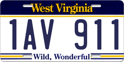 WV license plate 1AV911