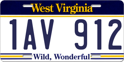 WV license plate 1AV912