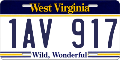 WV license plate 1AV917