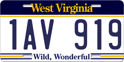 WV license plate 1AV919