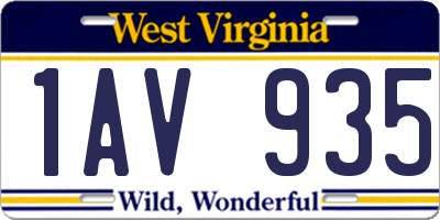 WV license plate 1AV935