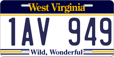 WV license plate 1AV949