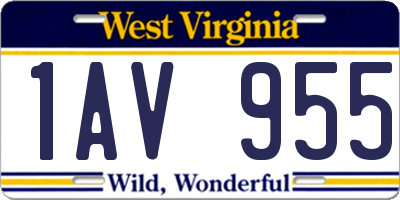 WV license plate 1AV955