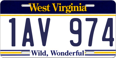 WV license plate 1AV974