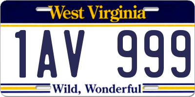 WV license plate 1AV999