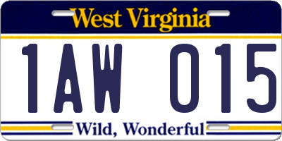 WV license plate 1AW015