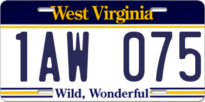 WV license plate 1AW075