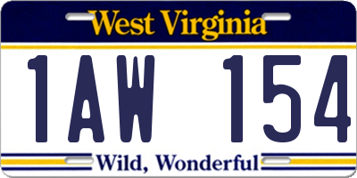WV license plate 1AW154