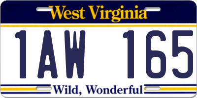 WV license plate 1AW165