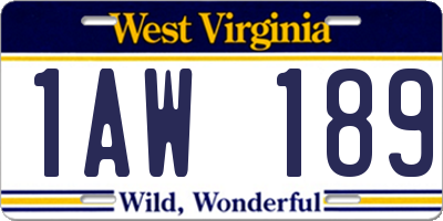 WV license plate 1AW189