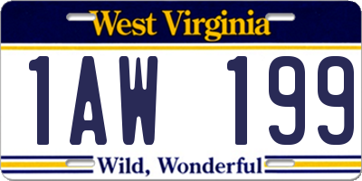 WV license plate 1AW199