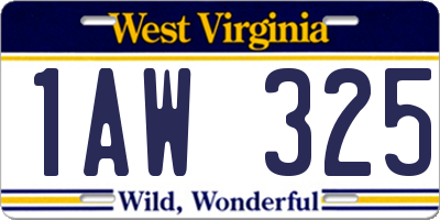WV license plate 1AW325