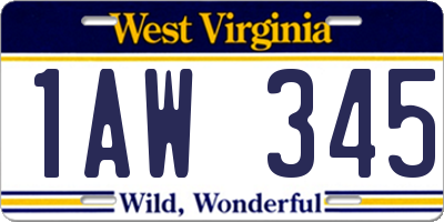 WV license plate 1AW345