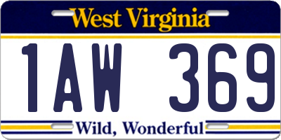 WV license plate 1AW369