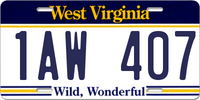 WV license plate 1AW407