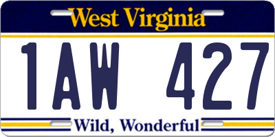 WV license plate 1AW427
