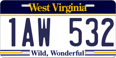 WV license plate 1AW532