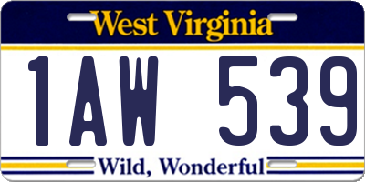 WV license plate 1AW539