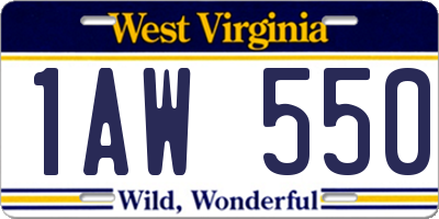 WV license plate 1AW550