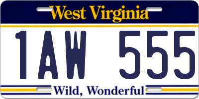 WV license plate 1AW555