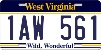 WV license plate 1AW561
