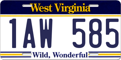 WV license plate 1AW585
