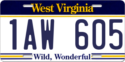 WV license plate 1AW605