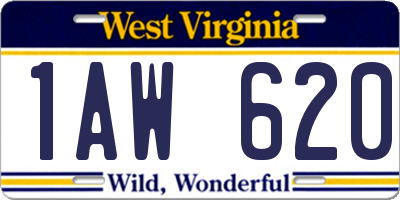 WV license plate 1AW620