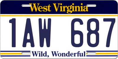 WV license plate 1AW687