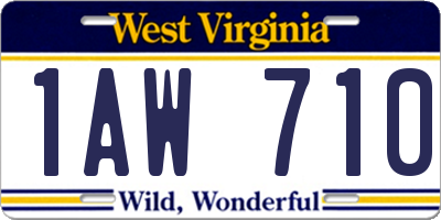 WV license plate 1AW710