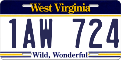 WV license plate 1AW724