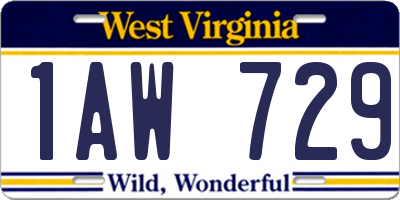 WV license plate 1AW729