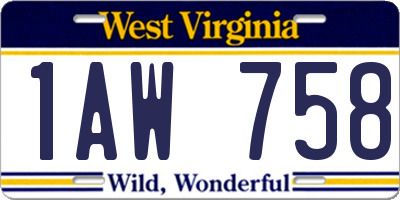 WV license plate 1AW758