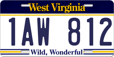WV license plate 1AW812