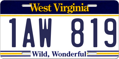 WV license plate 1AW819