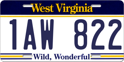 WV license plate 1AW822