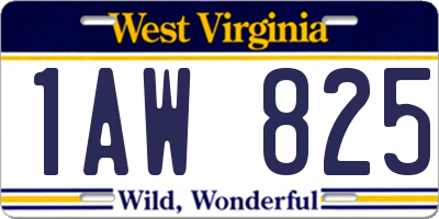 WV license plate 1AW825