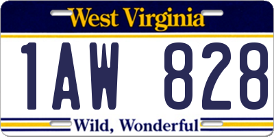 WV license plate 1AW828