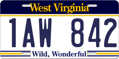 WV license plate 1AW842