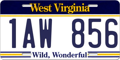 WV license plate 1AW856