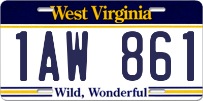 WV license plate 1AW861