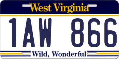 WV license plate 1AW866