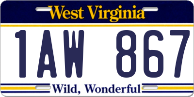 WV license plate 1AW867