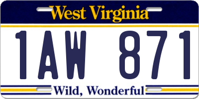 WV license plate 1AW871