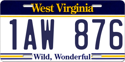 WV license plate 1AW876