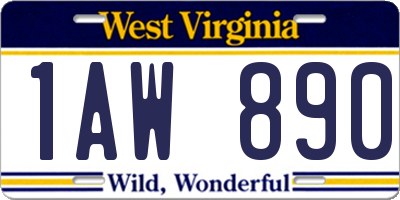 WV license plate 1AW890