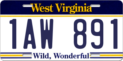 WV license plate 1AW891